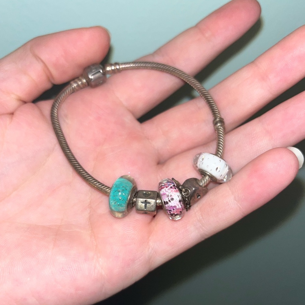 Pandora bracelet with five charms